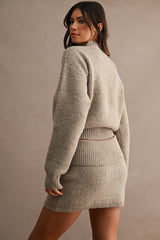 ALLIE RIBBED HALF ZIP MINI SKIRT SET