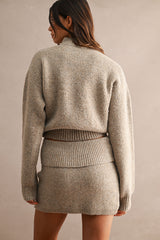 ALLIE RIBBED HALF ZIP MINI SKIRT SET