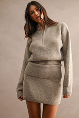 ALLIE RIBBED HALF ZIP MINI SKIRT SET