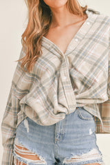 JOANNE PLAID BUTTON DOWN SHIRT