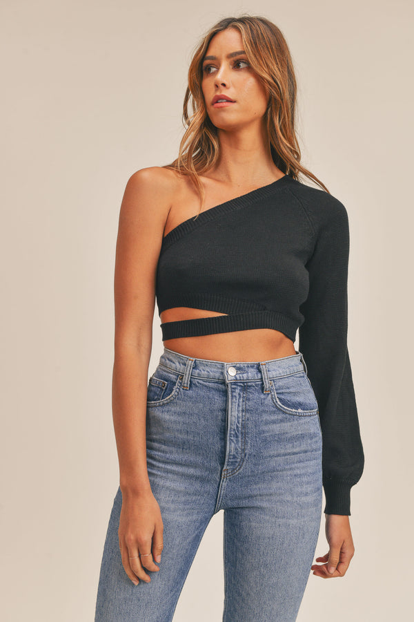 LIA ONE SHOULDER SWEATER TOP