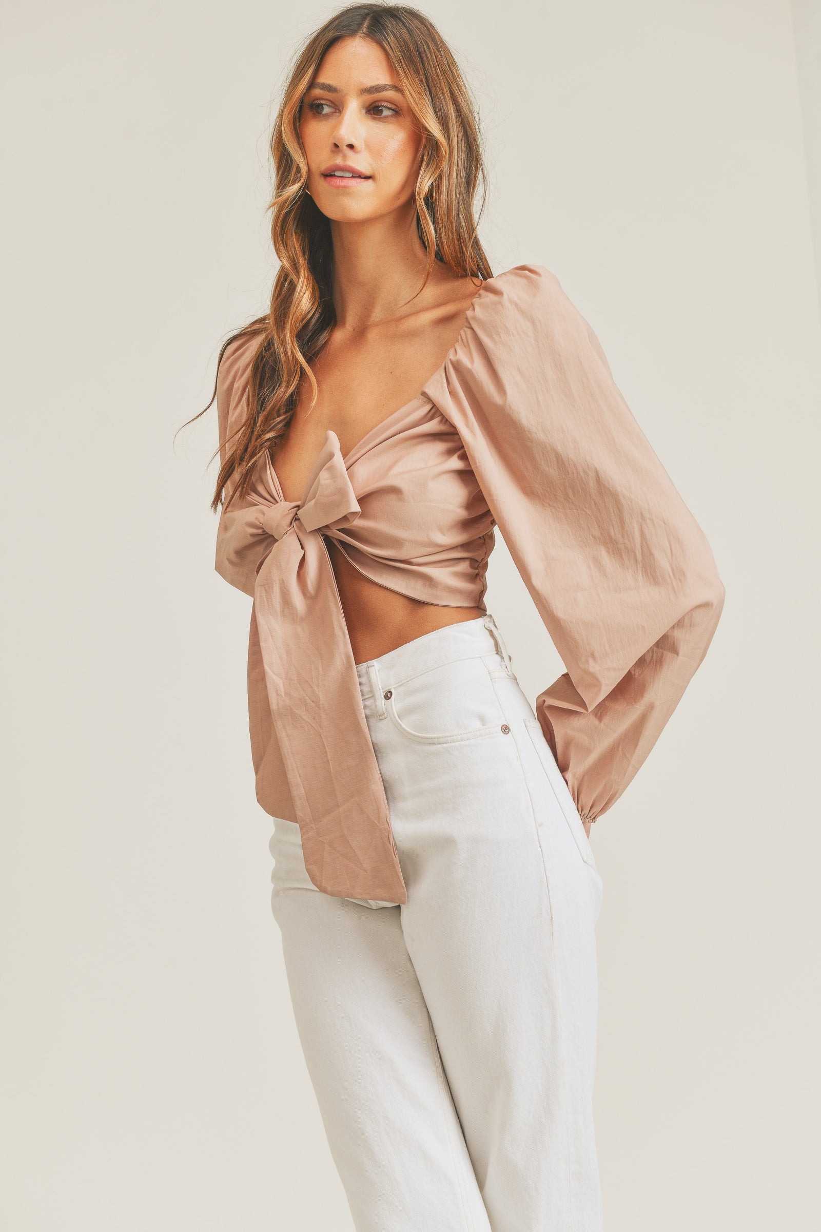 ANGEL FRONT RIBBON SELF TIE TOP – Mable Clothing
