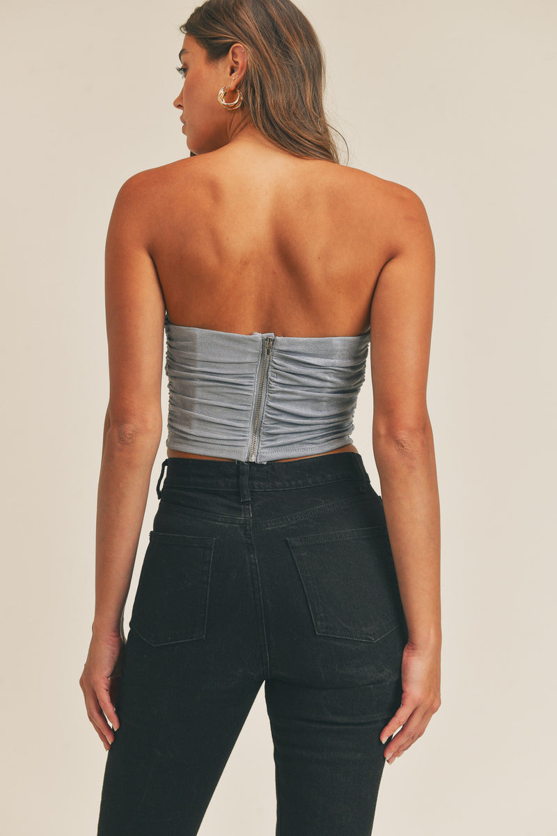 TINSLEY RUCHED FITTED CROP TOP