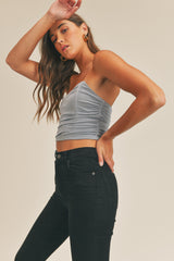 TINSLEY RUCHED FITTED CROP TOP