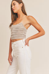 TINSLEY RUCHED FITTED CROP TOP