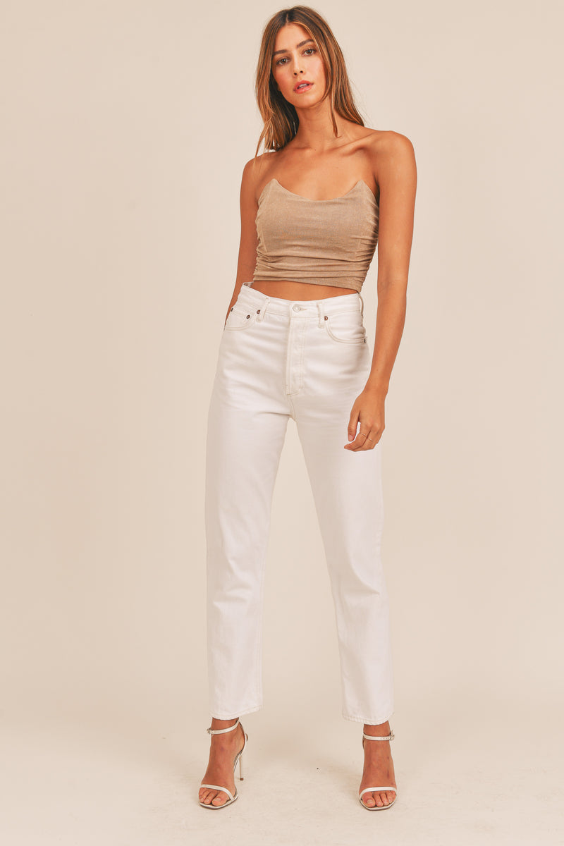 TINSLEY RUCHED FITTED CROP TOP