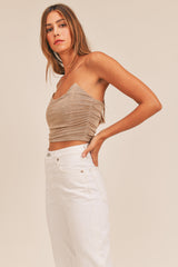 TINSLEY RUCHED FITTED CROP TOP