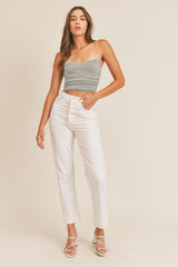 TINSLEY RUCHED FITTED CROP TOP