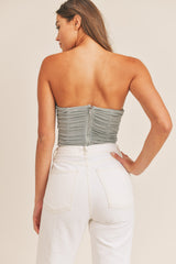 TINSLEY RUCHED FITTED CROP TOP