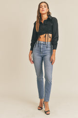 AVELYN DRAWSTRING CROP SHIRT