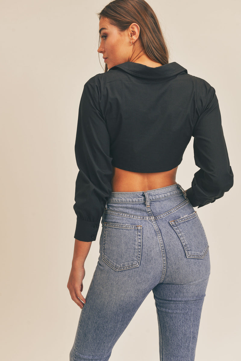 AVELYN DRAWSTRING CROP SHIRT