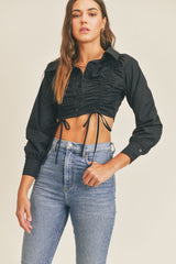 AVELYN DRAWSTRING CROP SHIRT