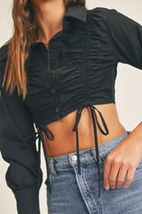 AVELYN DRAWSTRING CROP SHIRT