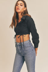 AVELYN DRAWSTRING CROP SHIRT