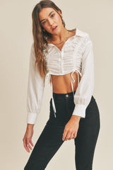 AVELYN DRAWSTRING CROP SHIRT