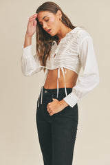 AVELYN DRAWSTRING CROP SHIRT