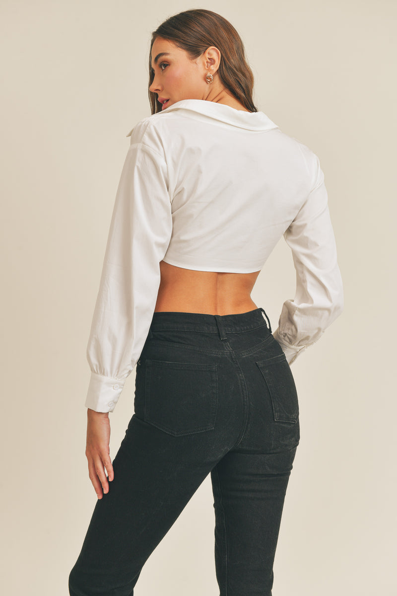 AVELYN DRAWSTRING CROP SHIRT