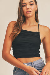 BRYXTON MESH HALTER CROP TOP