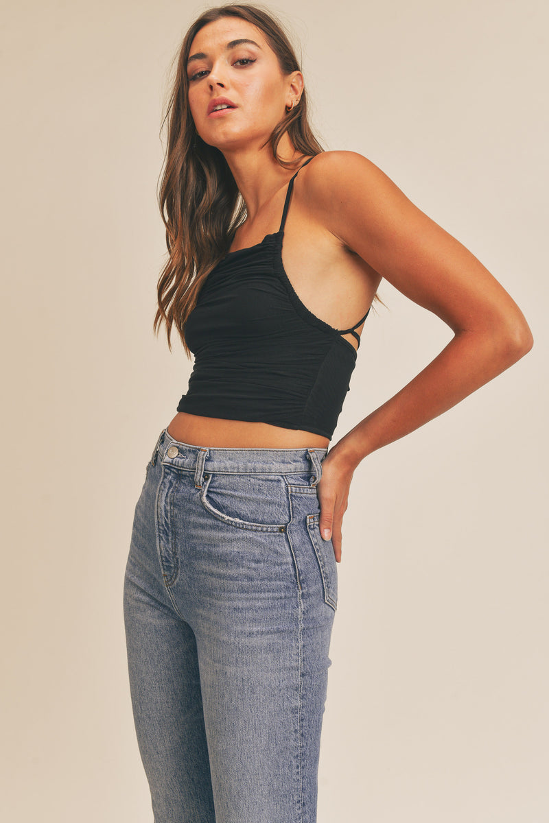 BRYXTON MESH HALTER CROP TOP