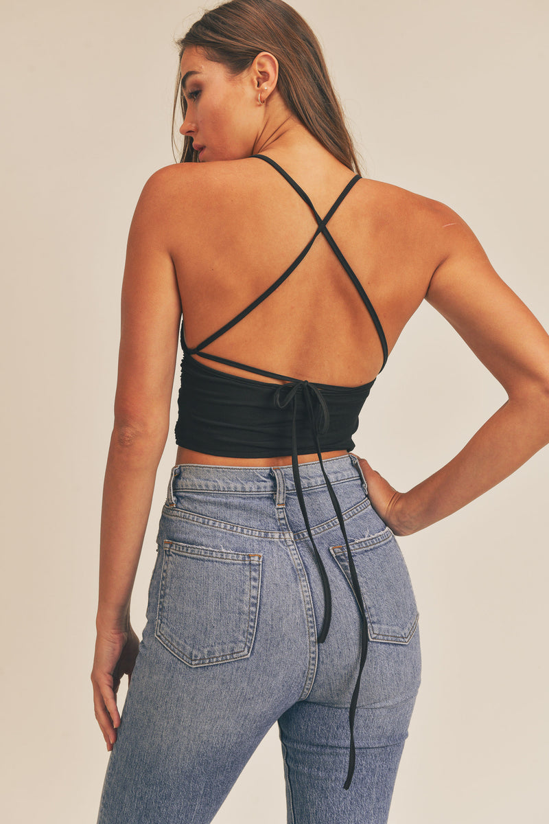 BRYXTON MESH HALTER CROP TOP