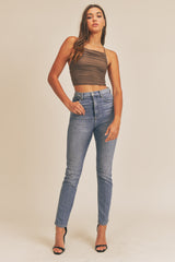 BRYXTON MESH HALTER CROP TOP