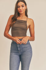 BRYXTON MESH HALTER CROP TOP