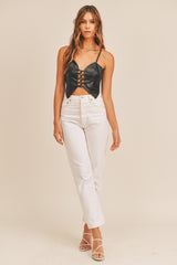 YULIANA FAUX LEATHER CROP TOP