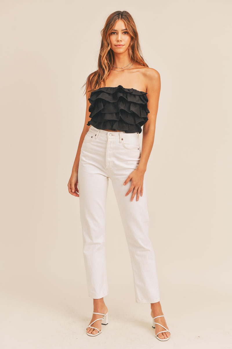 MADILYN MULTI RUFFLE LAYER CROP TOP