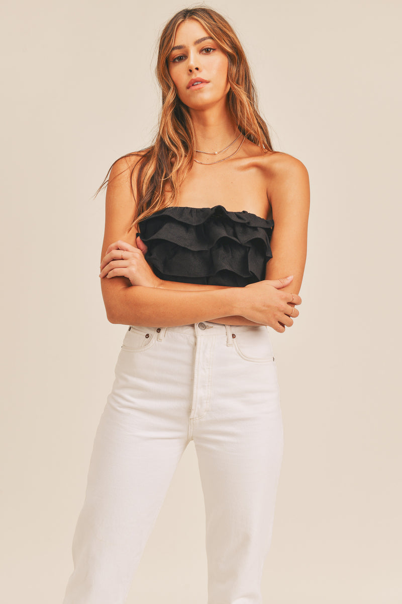 MADILYN MULTI RUFFLE LAYER CROP TOP