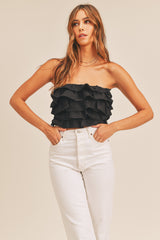 MADILYN MULTI RUFFLE LAYER CROP TOP