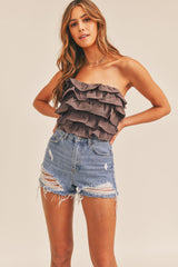 MADILYN MULTI RUFFLE LAYER CROP TOP