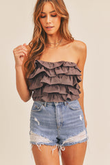 MADILYN MULTI RUFFLE LAYER CROP TOP