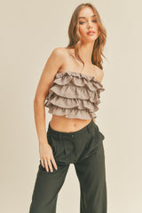 MADILYN MULTI RUFFLE LAYER CROP TOP