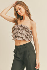 MADILYN MULTI RUFFLE LAYER CROP TOP