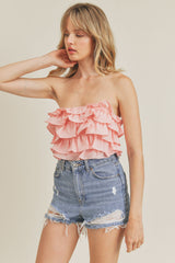 MADILYN MULTI RUFFLE LAYER CROP TOP