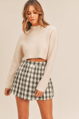 FENNE LONG SLEEVE RIBBED CROP SWEATER