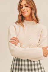 FENNE LONG SLEEVE RIBBED CROP SWEATER