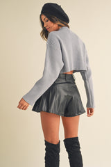 FENNE LONG SLEEVE RIBBED CROP SWEATER