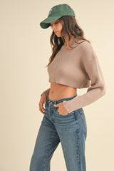 FENNE LONG SLEEVE RIBBED CROP SWEATER