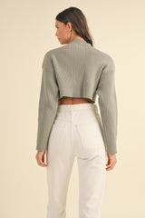 FENNE LONG SLEEVE RIBBED CROP SWEATER