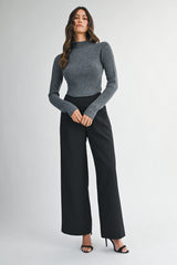 HARLOW LONG SLEEVE RIBBED MOCK NECK CROP SWEATER TOP