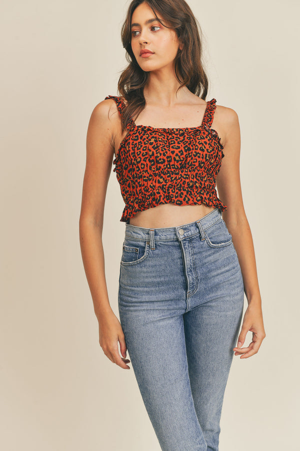 KLARA OPEN BACK LEOPARD CROP TOP