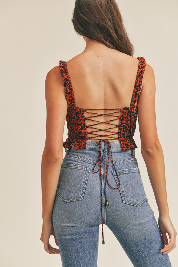 KLARA OPEN BACK LEOPARD CROP TOP