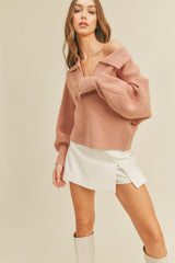 GABI COLLAR KNIT TOP LONG SLEEVE