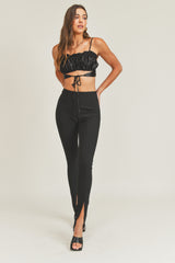 VICKY FRONT TIED RUFFLE CROP TOP