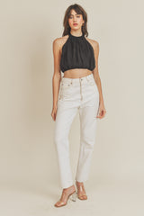 PALOMA GATHERED HALTER CROP TOP