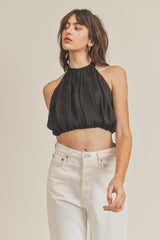 PALOMA GATHERED HALTER CROP TOP