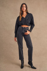 ANGIE OVERWRAP FRONT CROP SHIRTS
