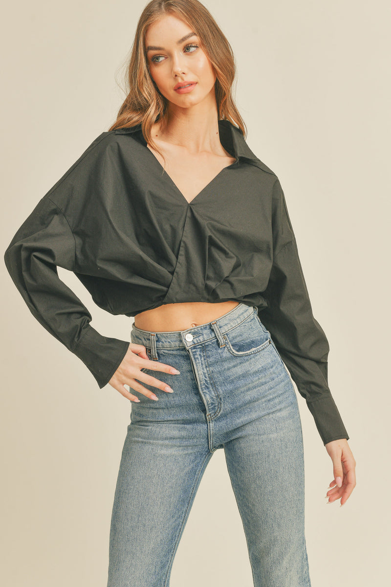 ANGIE OVERWRAP FRONT CROP SHIRTS