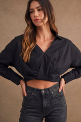 ANGIE OVERWRAP FRONT CROP SHIRTS